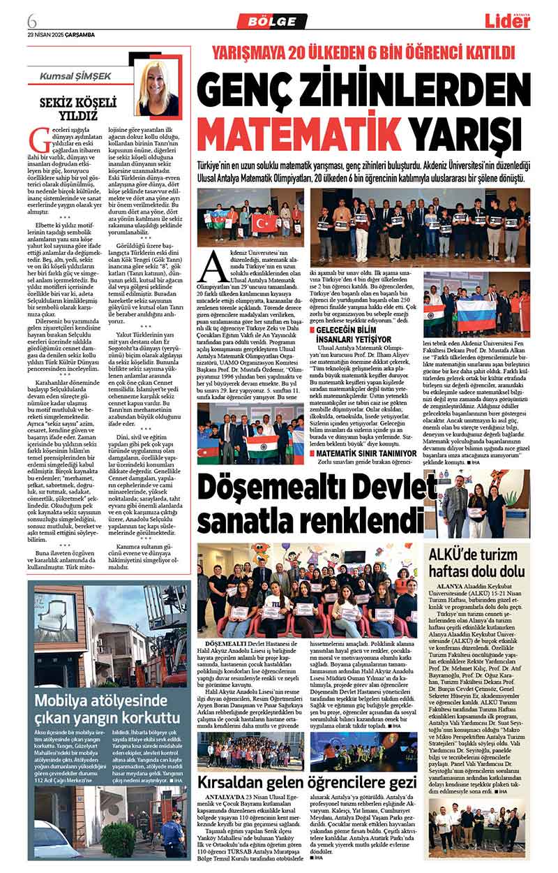 23 N İ S A N 2025 L İ D E R G A Z E T E A N T A L Y A 6