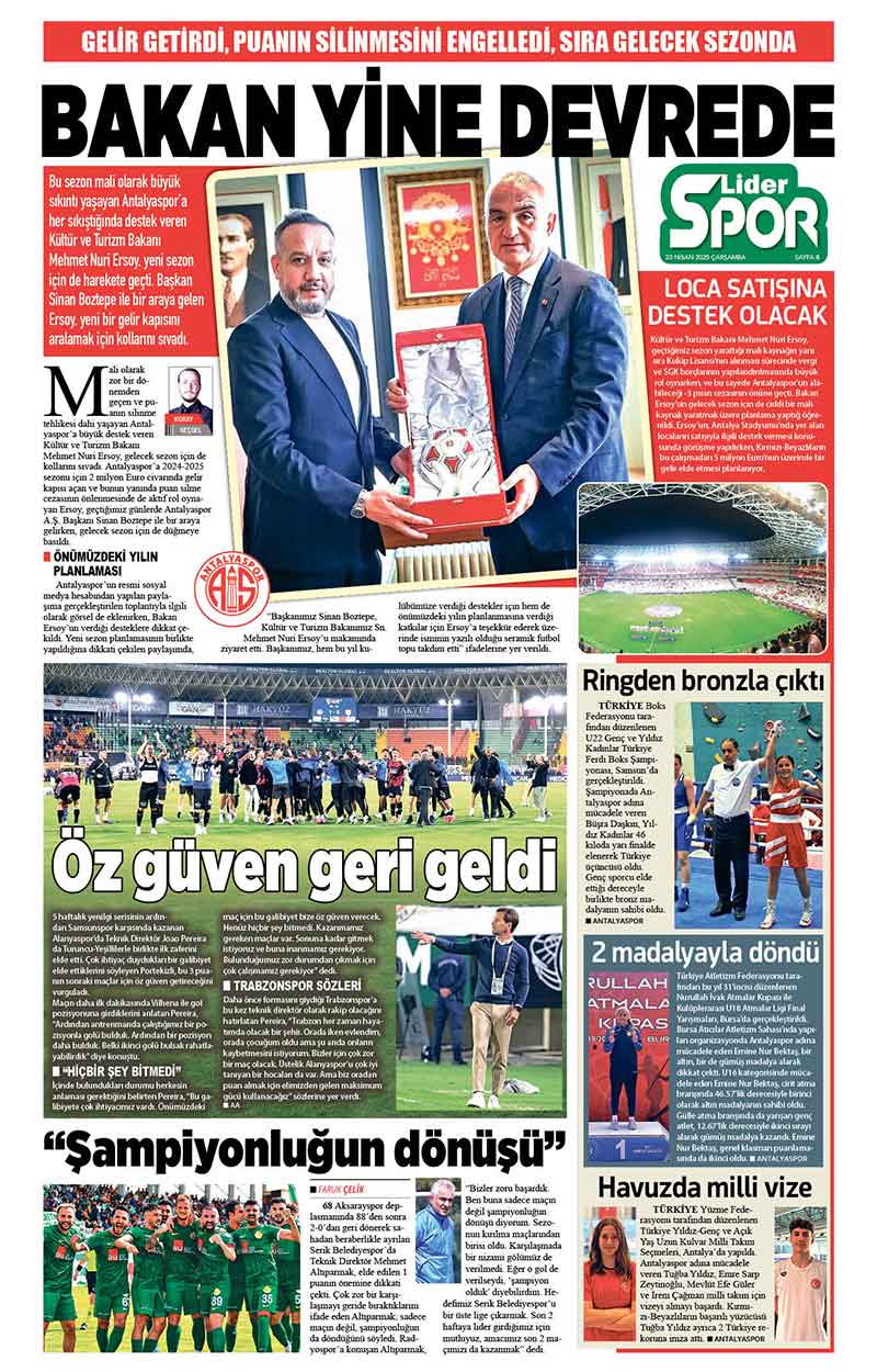 23 N İ S A N 2025 L İ D E R G A Z E T E A N T A L Y A 8