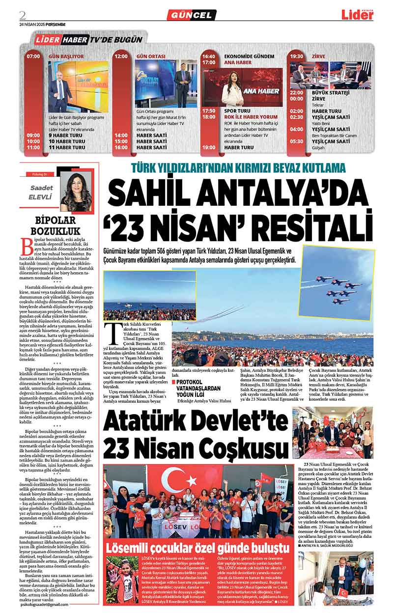 24 N İ S A N 2025 L İ D E R G A Z E T E A N T A L Y A 2