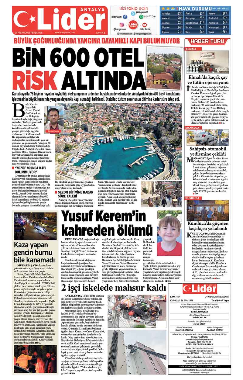 24 N İ S A N 2025 L İ D E R G A Z E T E A N T A L Y A 3