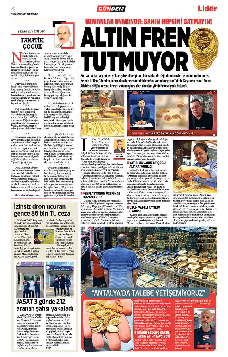 24 N İ S A N 2025 L İ D E R G A Z E T E A N T A L Y A 4