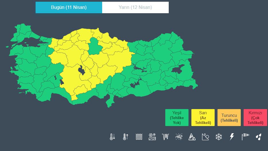 25 Il Için ‘Sarı’ Uyarı