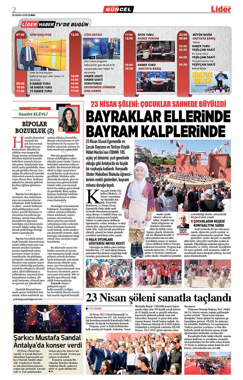 25 N İ S A N 2025 L İ D E R G A Z E T E A N T A L Y A 2