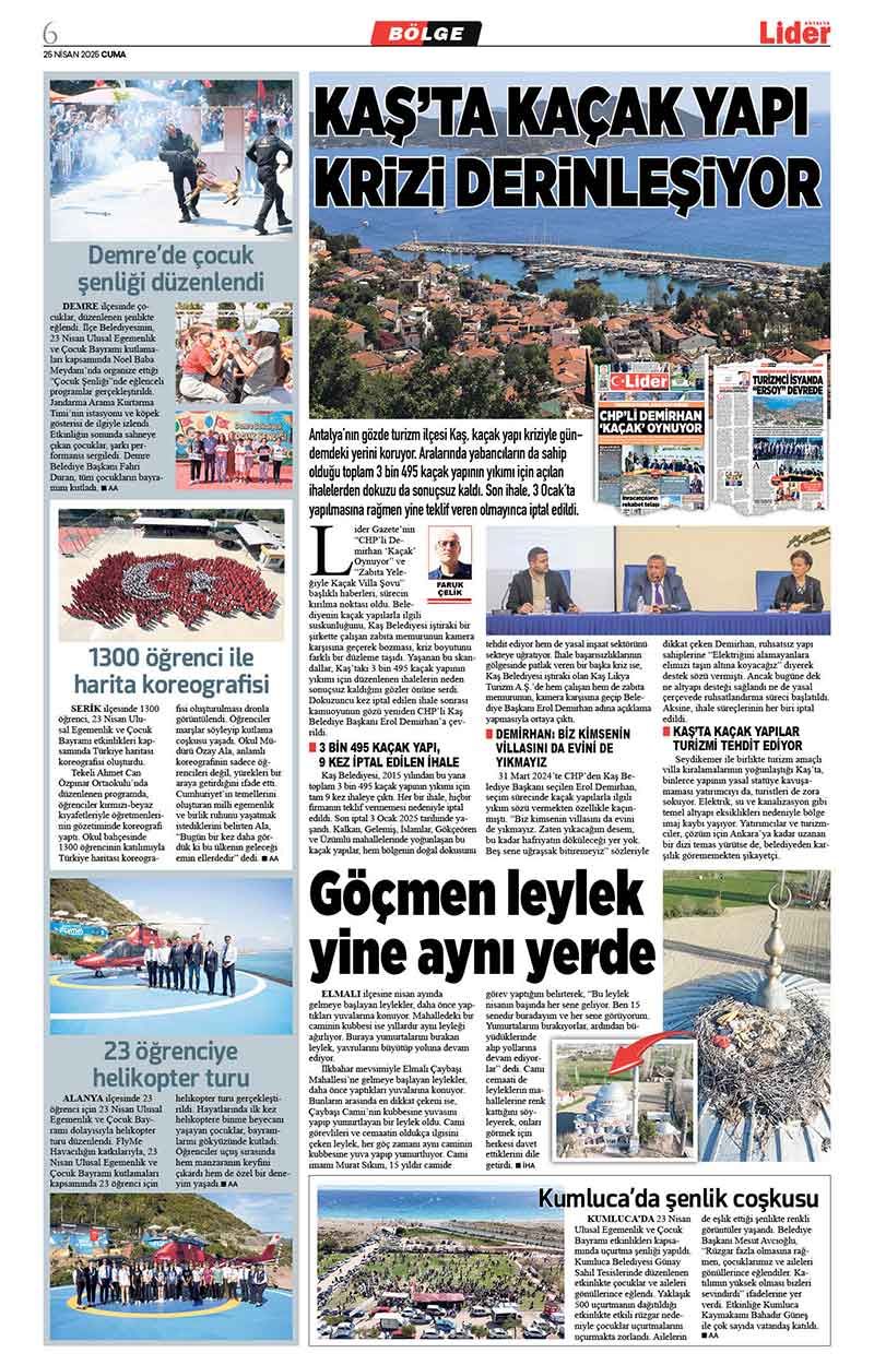 25 N İ S A N 2025 L İ D E R G A Z E T E A N T A L Y A 6