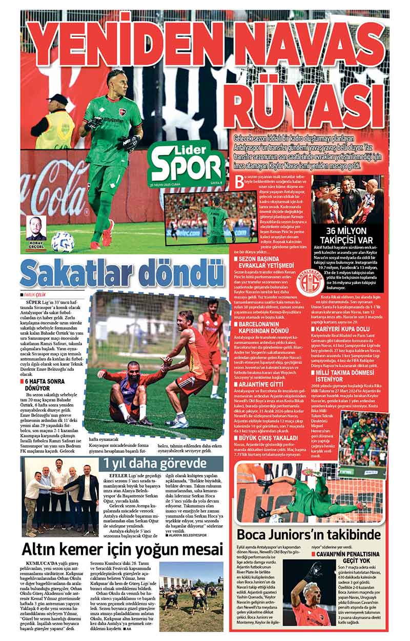 25 N İ S A N 2025 L İ D E R G A Z E T E A N T A L Y A 8