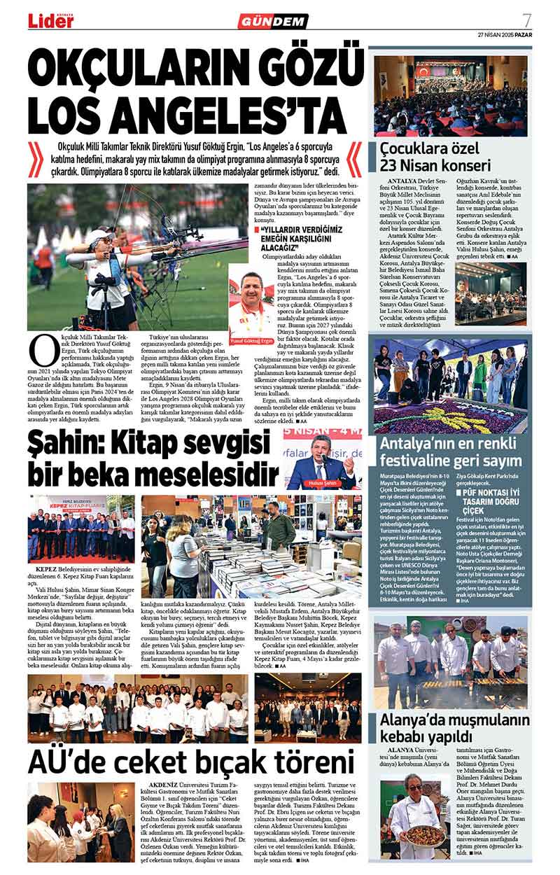 27 N İ S A N 2025 L İ D E R G A Z E T E A N T A L Y A 7
