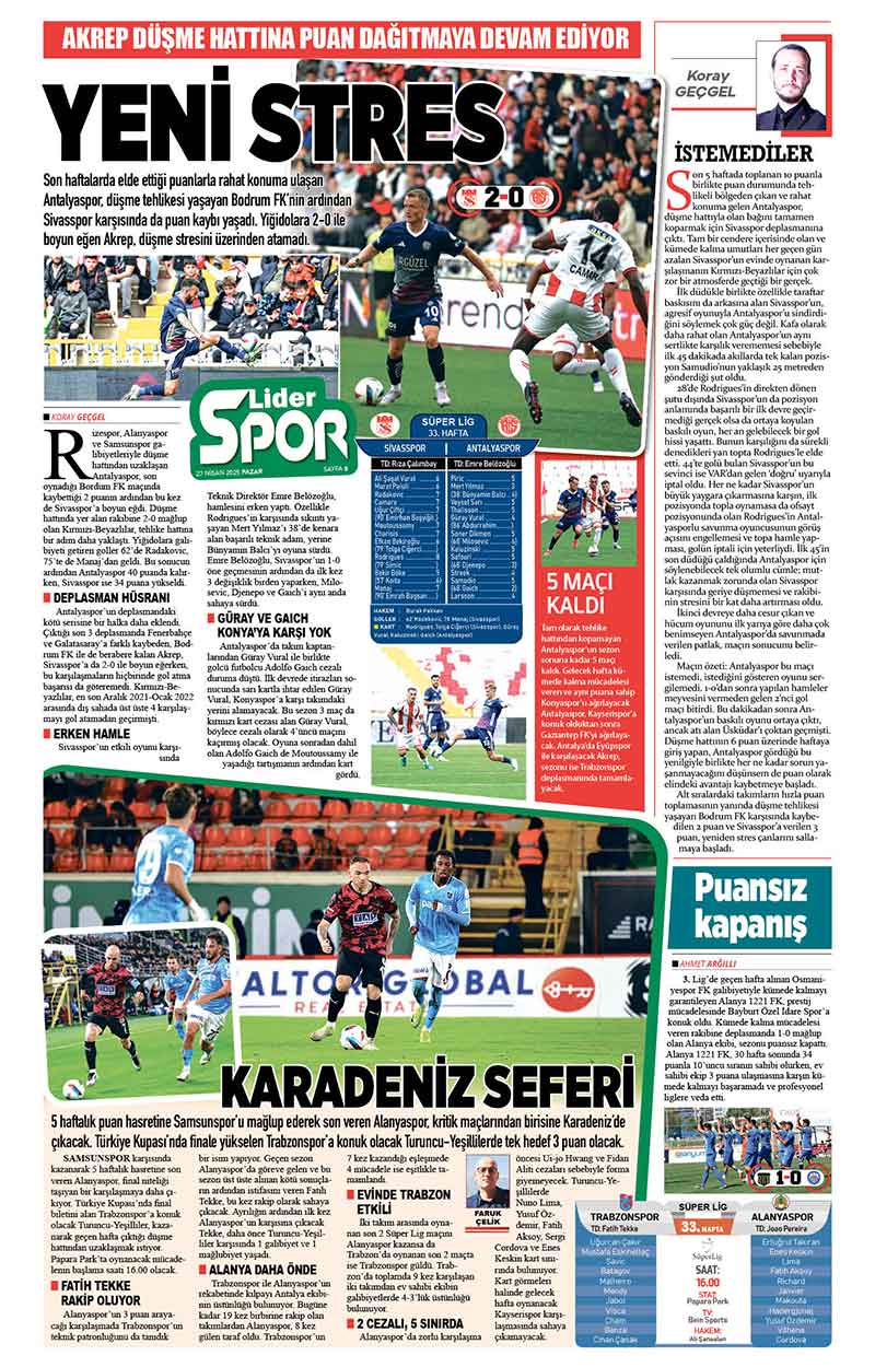 27 N İ S A N 2025 L İ D E R G A Z E T E A N T A L Y A 8