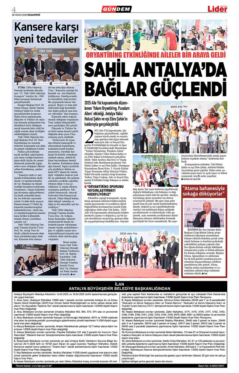 28 N İ S A N 2025 L İ D E R G A Z E T E A N T A L Y A 4