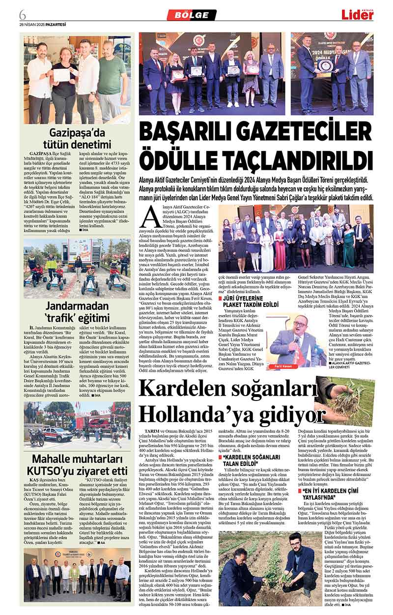 28 N İ S A N 2025 L İ D E R G A Z E T E A N T A L Y A 6
