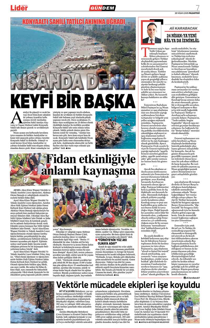 28 N İ S A N 2025 L İ D E R G A Z E T E A N T A L Y A 7