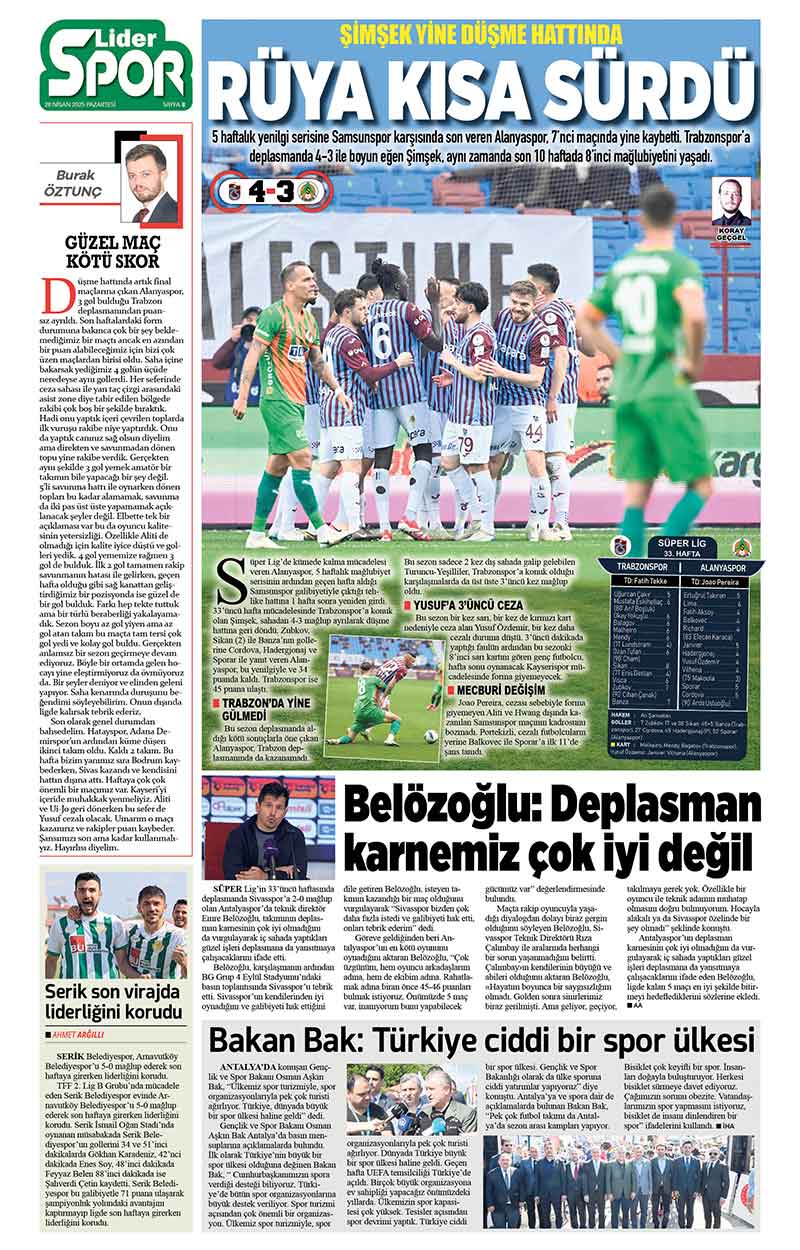 28 N İ S A N 2025 L İ D E R G A Z E T E A N T A L Y A 8