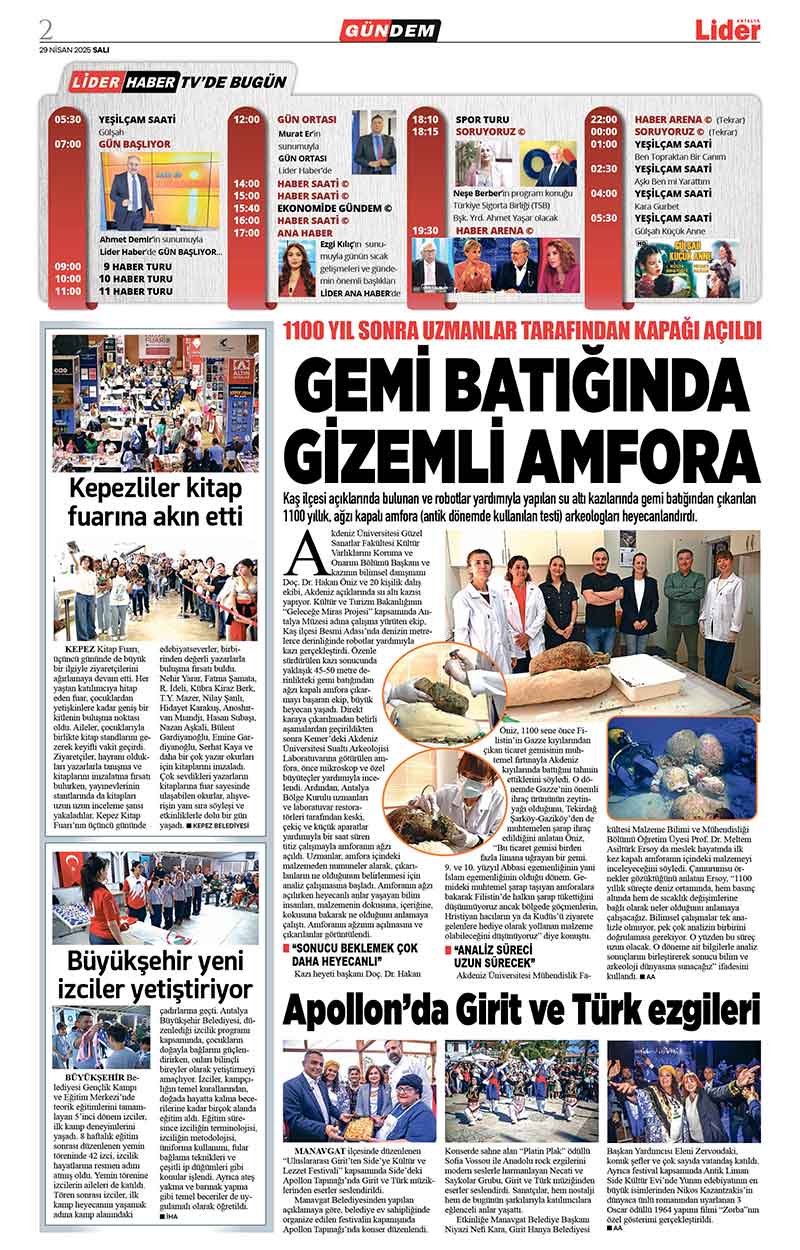 29 N İ S A N 2025 L İ D E R G A Z E T E A N T A L Y A 2