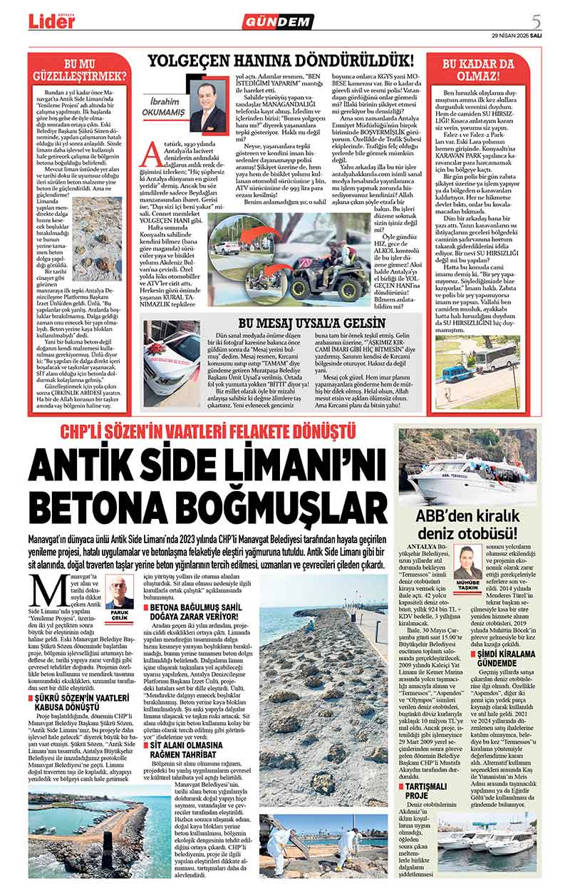 29 N İ S A N 2025 L İ D E R G A Z E T E A N T A L Y A 5