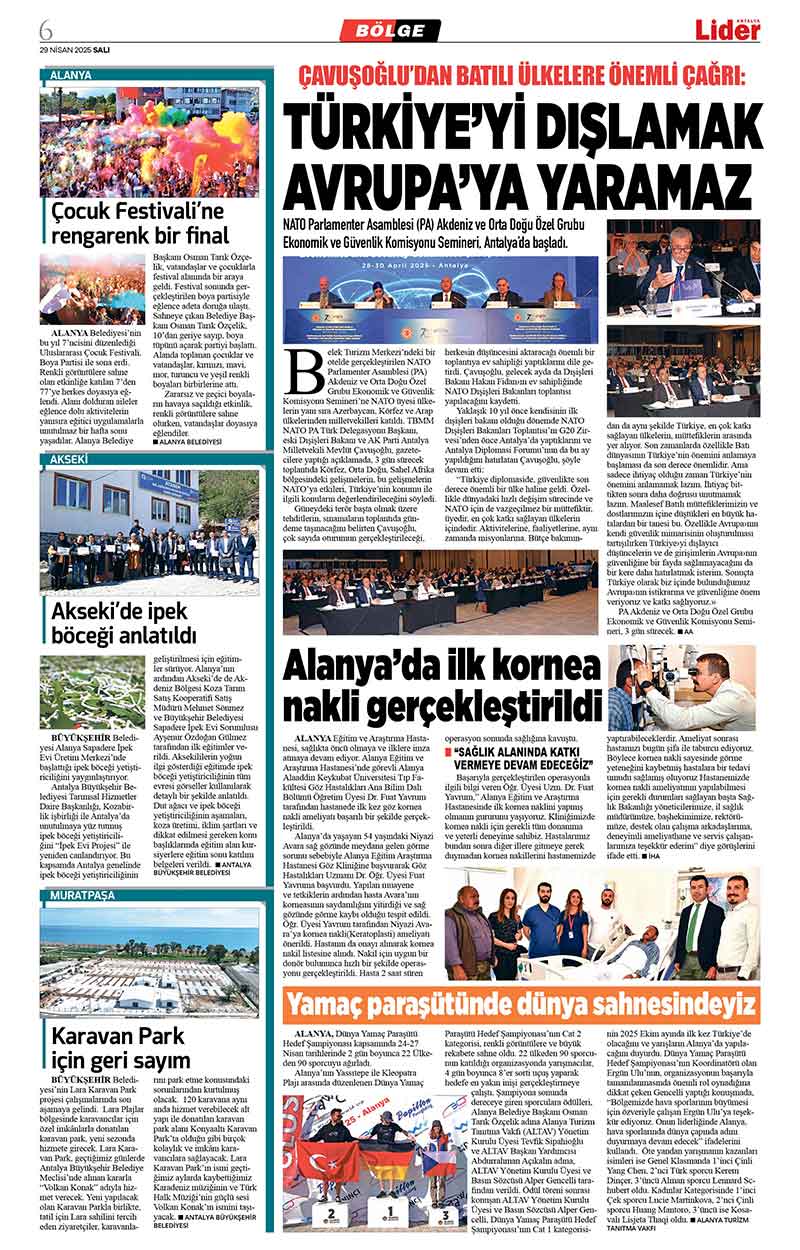 29 N İ S A N 2025 L İ D E R G A Z E T E A N T A L Y A 6