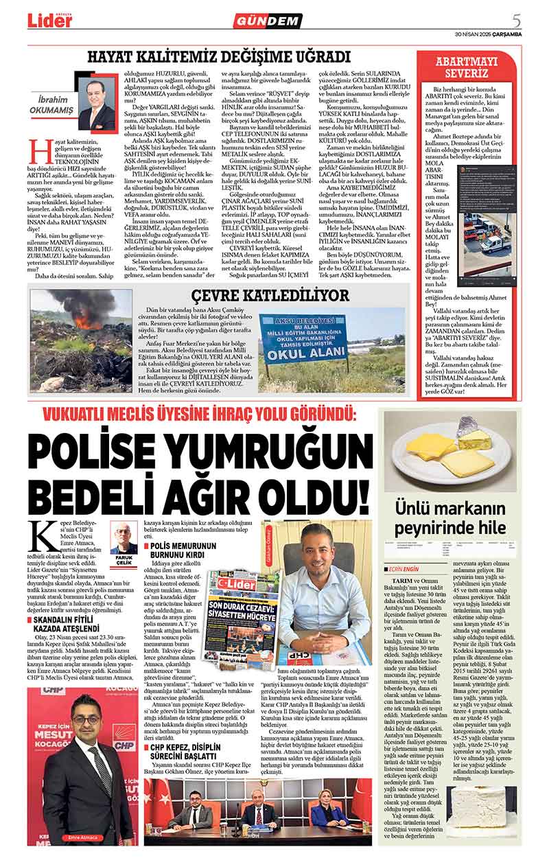 30 N İ S A N 2025 L İ D E R G A Z E T E A N T A L Y A 5