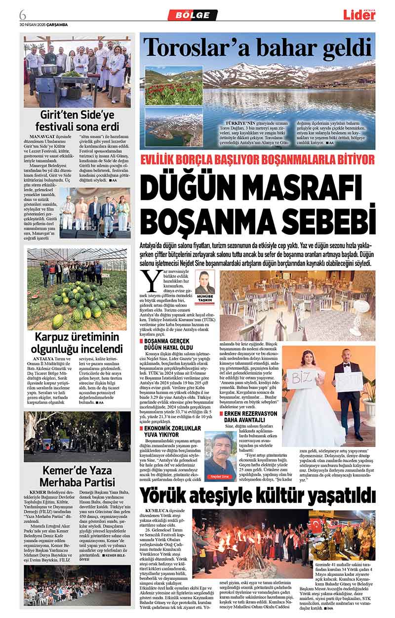 30 N İ S A N 2025 L İ D E R G A Z E T E A N T A L Y A 6