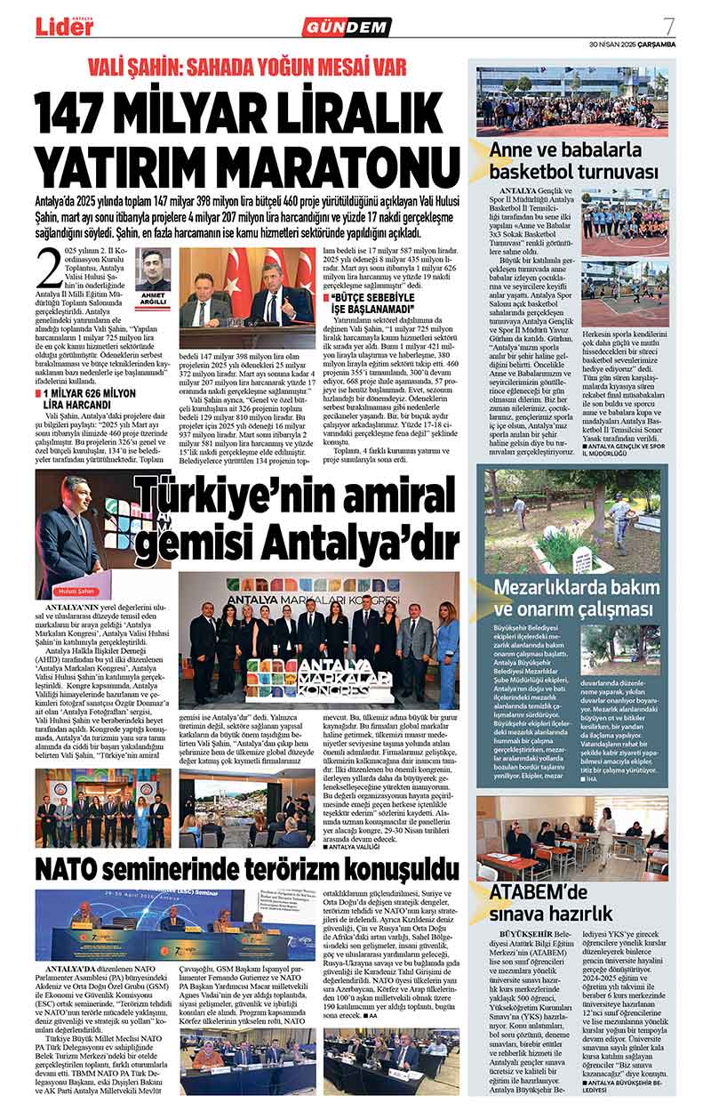 30 N İ S A N 2025 L İ D E R G A Z E T E A N T A L Y A 7