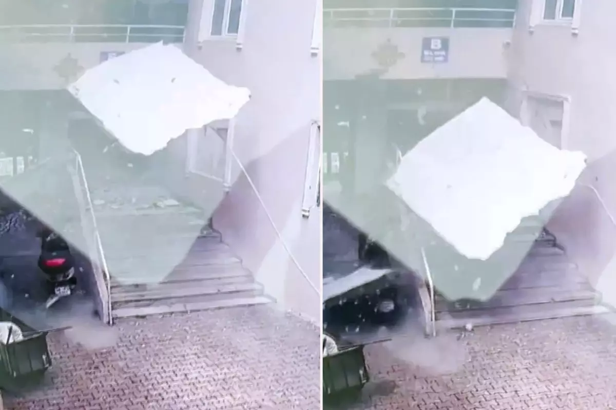 Kumburgaz’da bina duvarlarının yıkılma anı kamerada Kumburgaz’da bina duvarlarının yıkılma anı kamerada