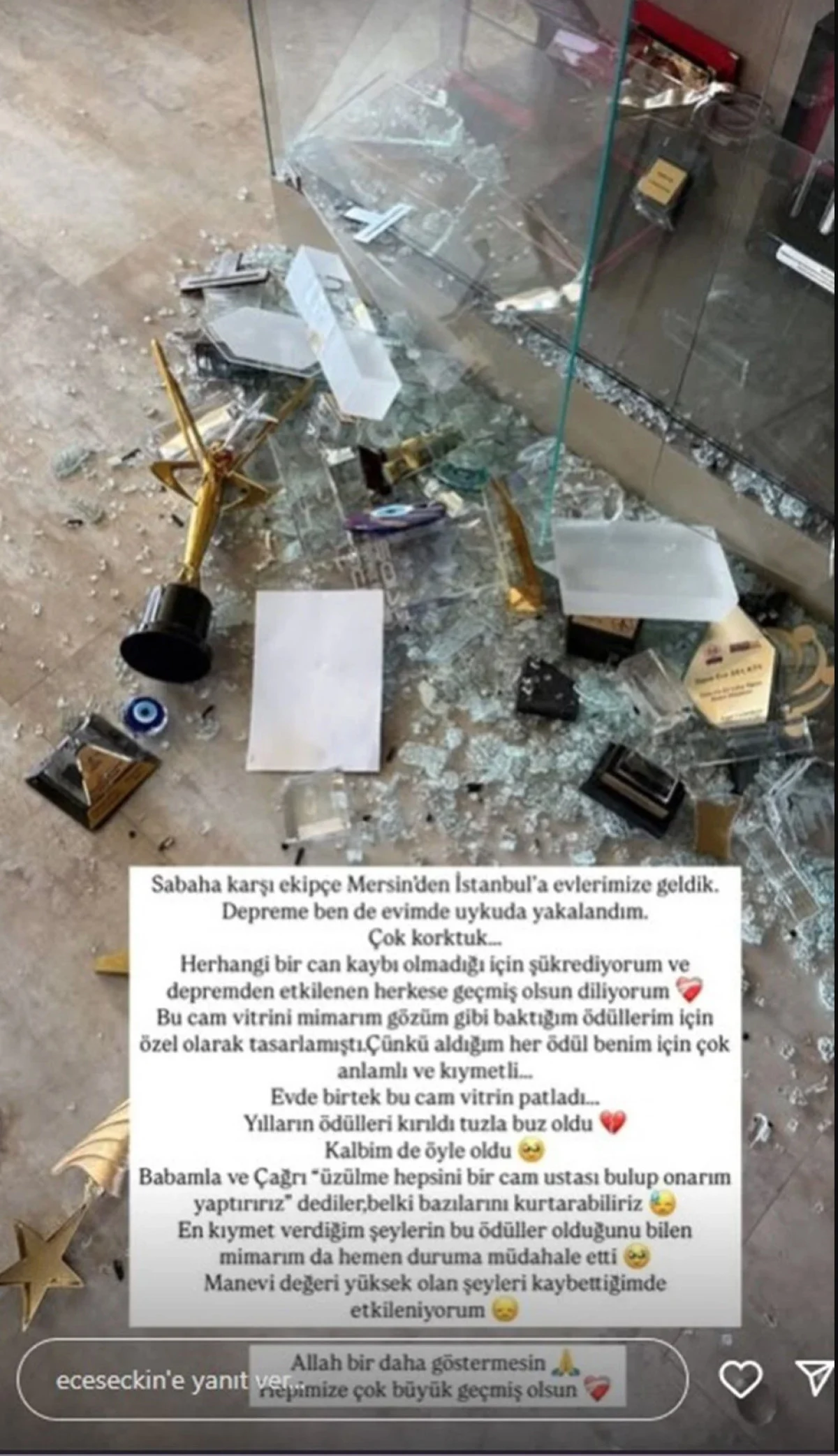 Şarkıcı Ece Seçkin'in Ödülleri Depremde Tuzla Buz Oldu