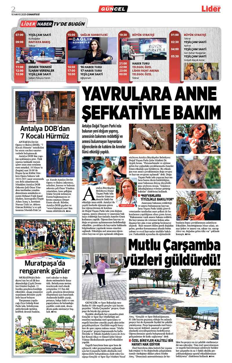 10 M A Y I S 2025 L İ D E R G A Z E T E A N T A L Y A 2
