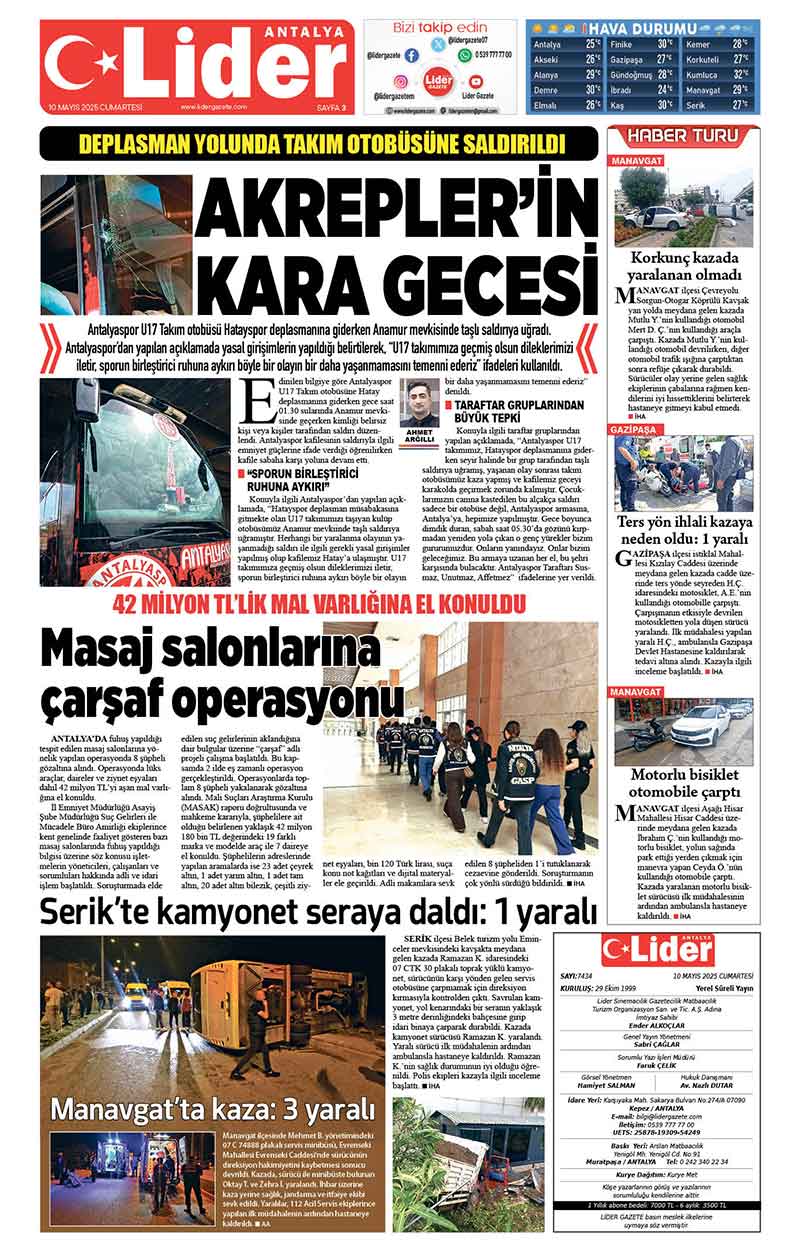 10 M A Y I S 2025 L İ D E R G A Z E T E A N T A L Y A 3