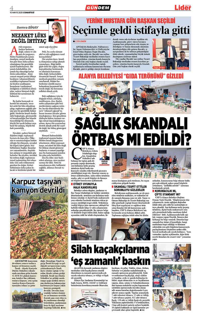 10 M A Y I S 2025 L İ D E R G A Z E T E A N T A L Y A 4