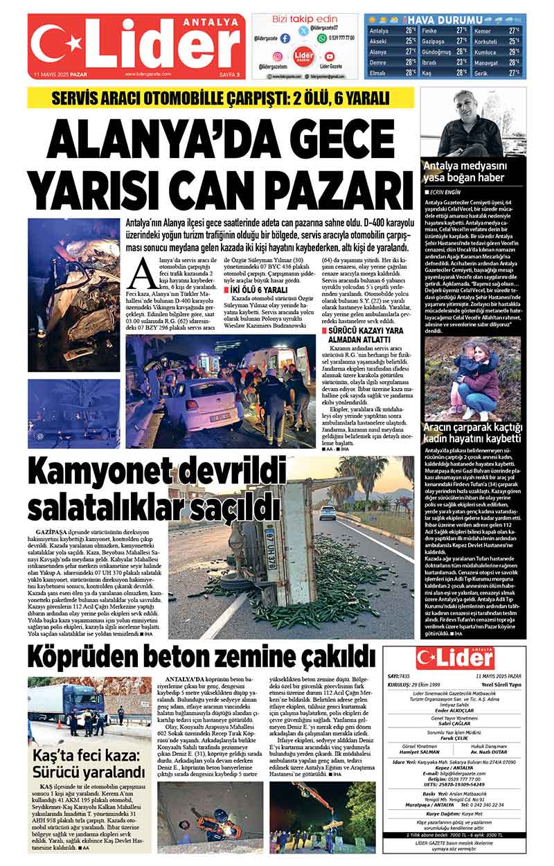 11 M A Y I S 2025 L İ D E R G A Z E T E A N T A L Y A 3
