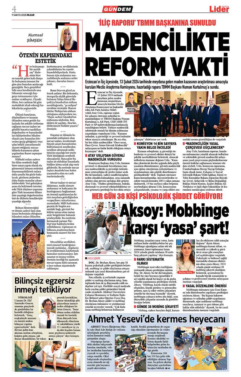 11 M A Y I S 2025 L İ D E R G A Z E T E A N T A L Y A 4