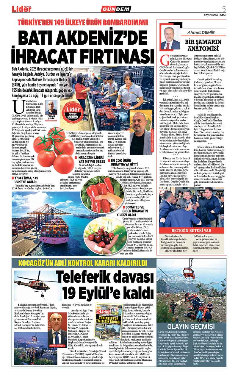 11 M A Y I S 2025 L İ D E R G A Z E T E A N T A L Y A 5
