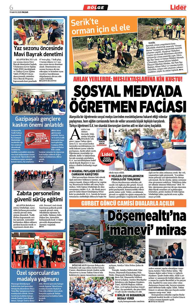 11 M A Y I S 2025 L İ D E R G A Z E T E A N T A L Y A 6