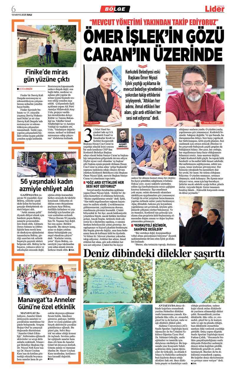 13 M A Y I S 2025 L İ D E R G A Z E T E A N T A L Y A 6
