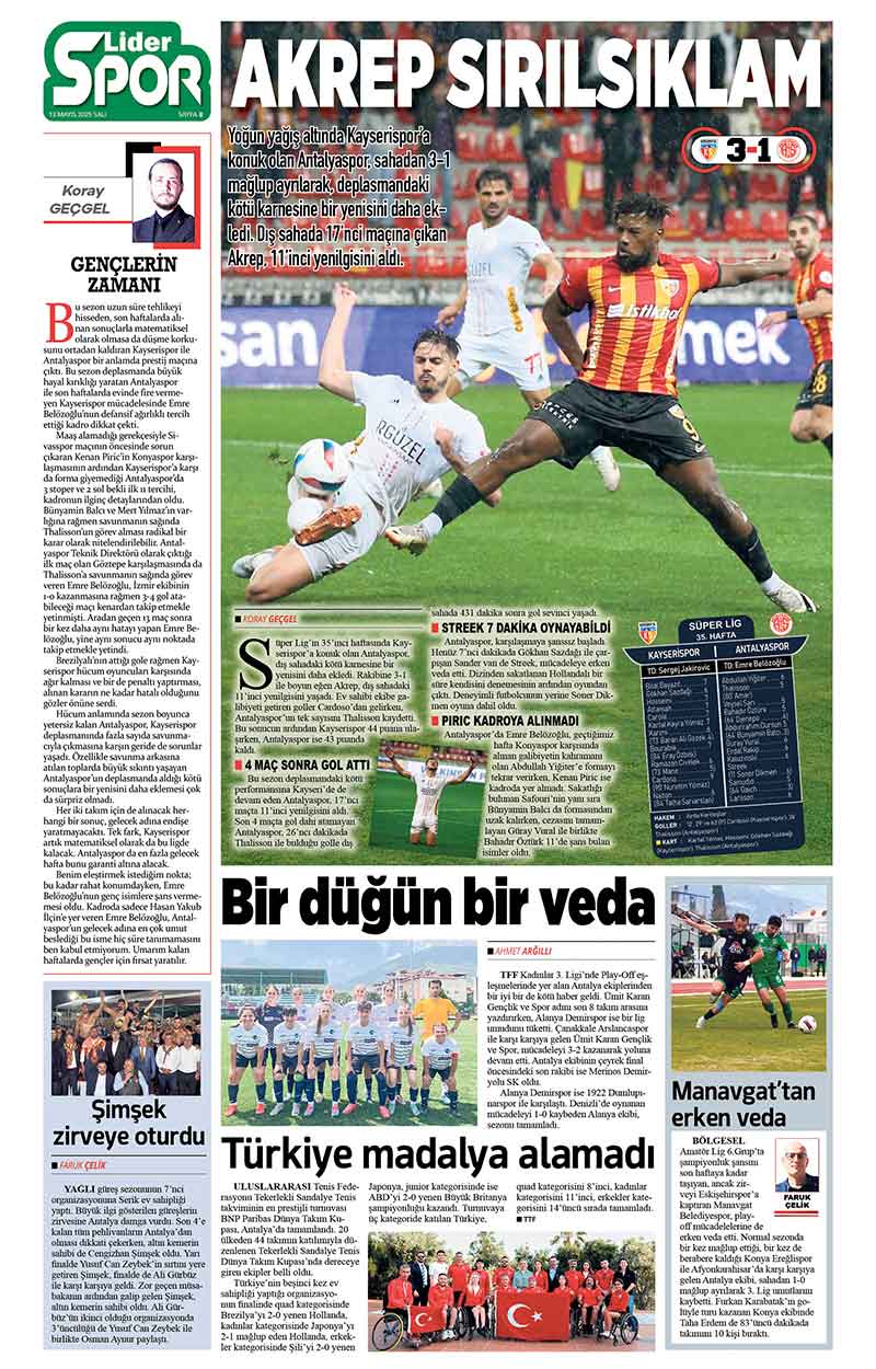 13 M A Y I S 2025 L İ D E R G A Z E T E A N T A L Y A 8
