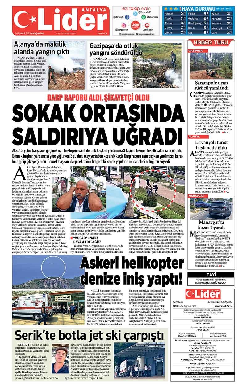 14 M A Y I S 2025 L İ D E R G A Z E T E A N T A L Y A 3