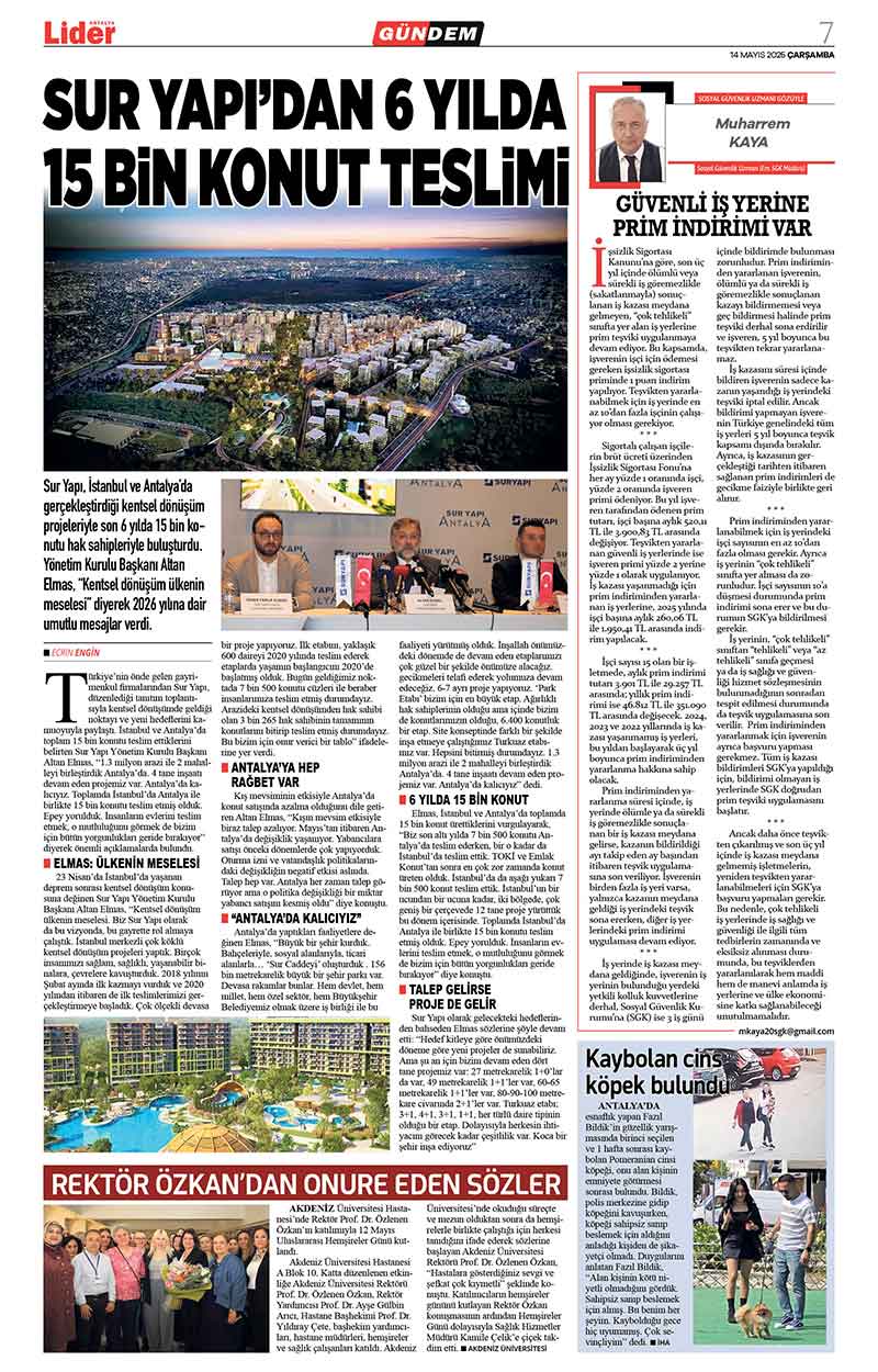 14 M A Y I S 2025 L İ D E R G A Z E T E A N T A L Y A 7