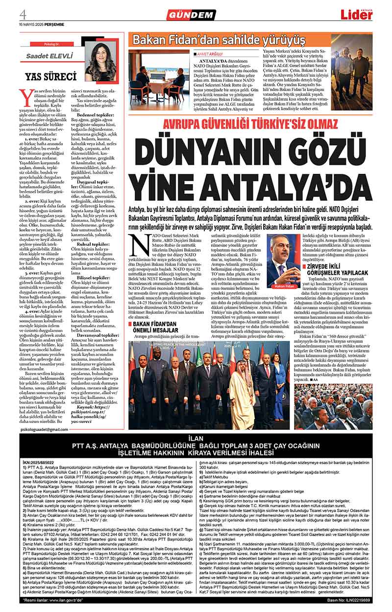 15 M A Y I S 2025 L İ D E R G A Z E T E A N T A L Y A 4