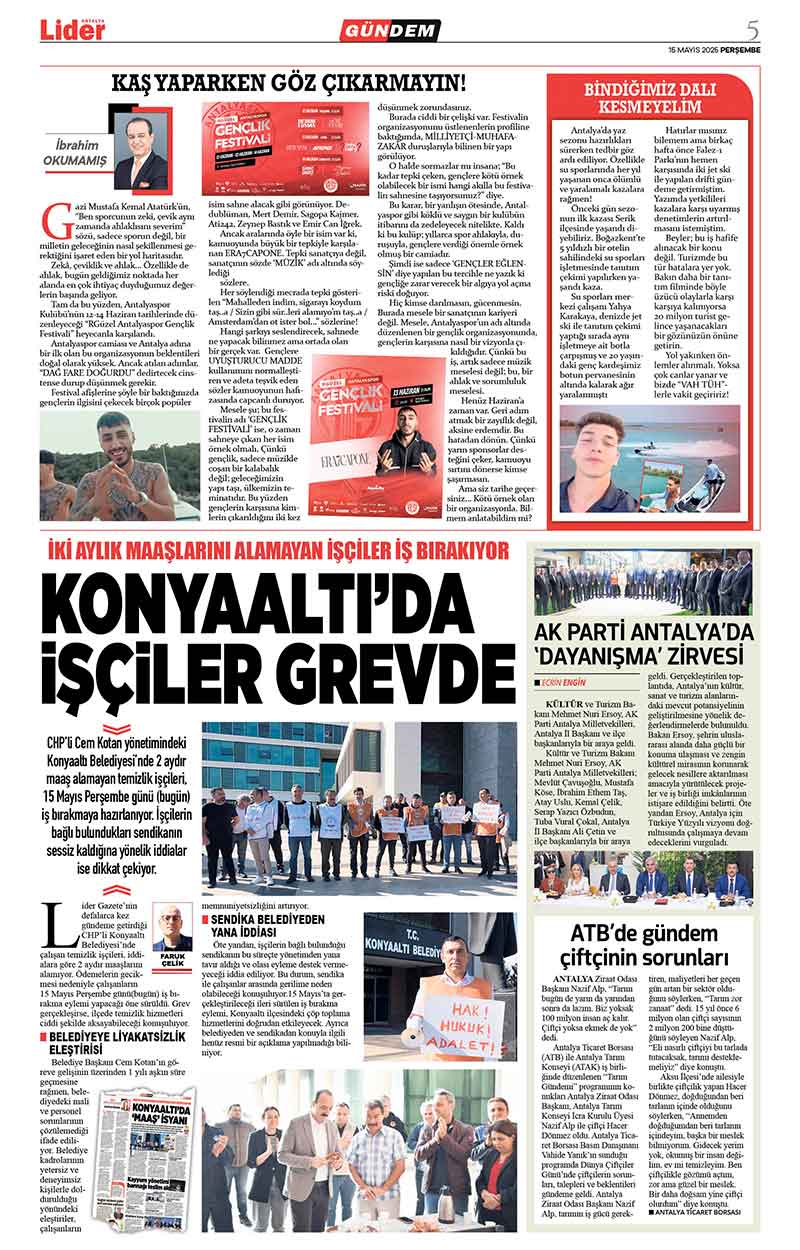 15 M A Y I S 2025 L İ D E R G A Z E T E A N T A L Y A 5