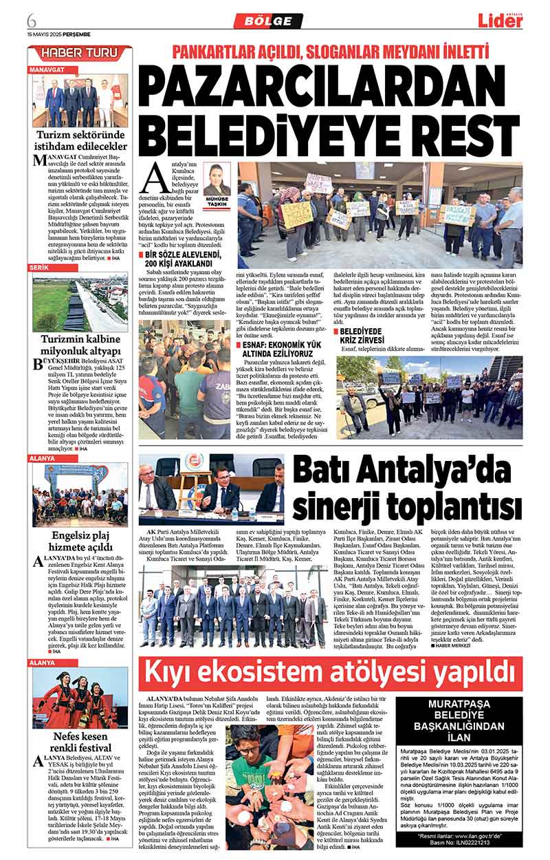 15 M A Y I S 2025 L İ D E R G A Z E T E A N T A L Y A 6