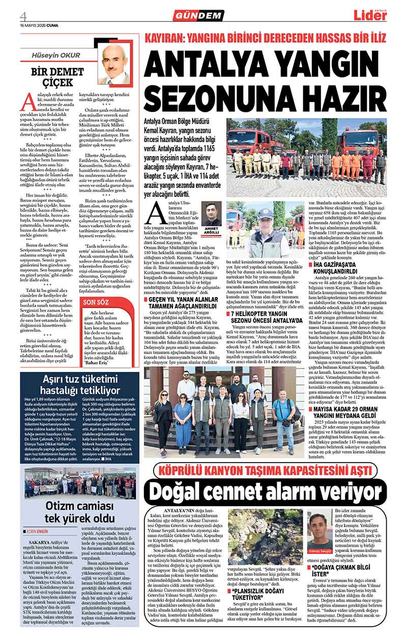 16 M A Y I S 2025 L İ D E R G A Z E T E A N T A L Y A 4