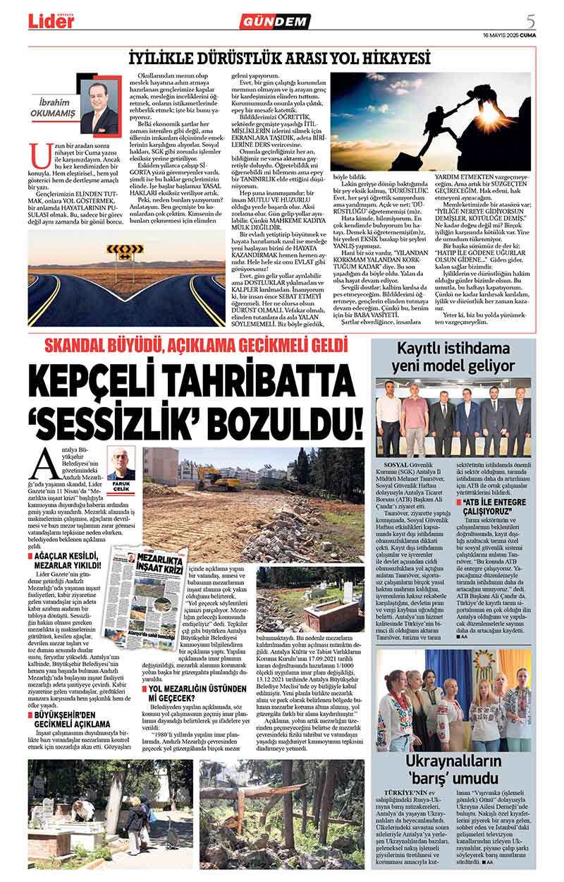 16 M A Y I S 2025 L İ D E R G A Z E T E A N T A L Y A 5