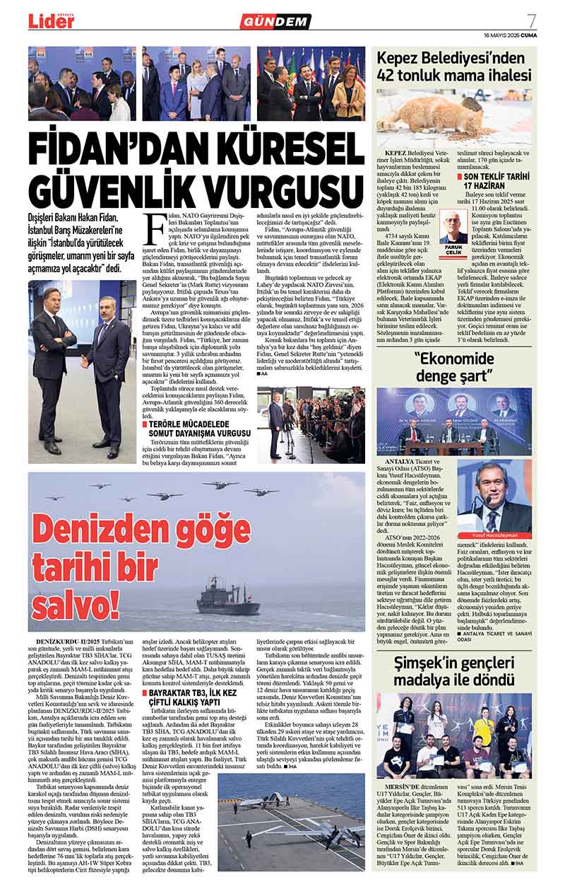 16 M A Y I S 2025 L İ D E R G A Z E T E A N T A L Y A 7