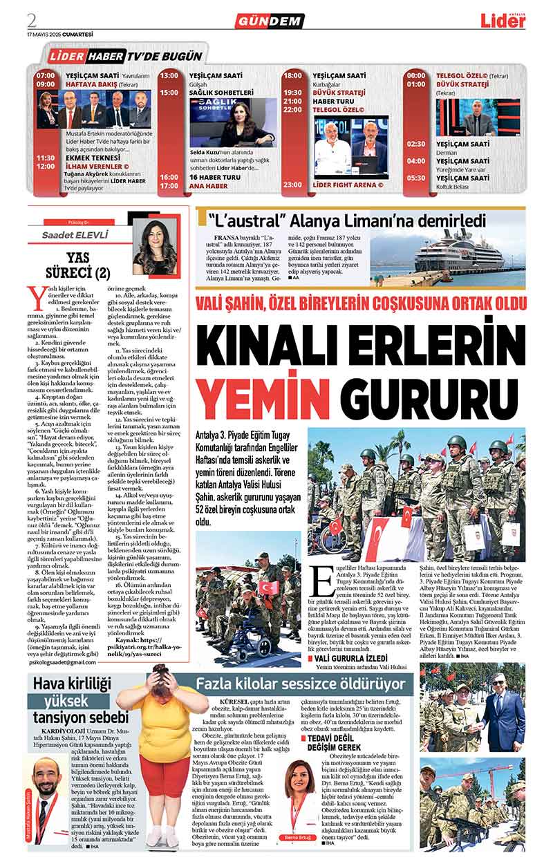 17 M A Y I S 2025 L İ D E R G A Z E T E A N T A L Y A 2