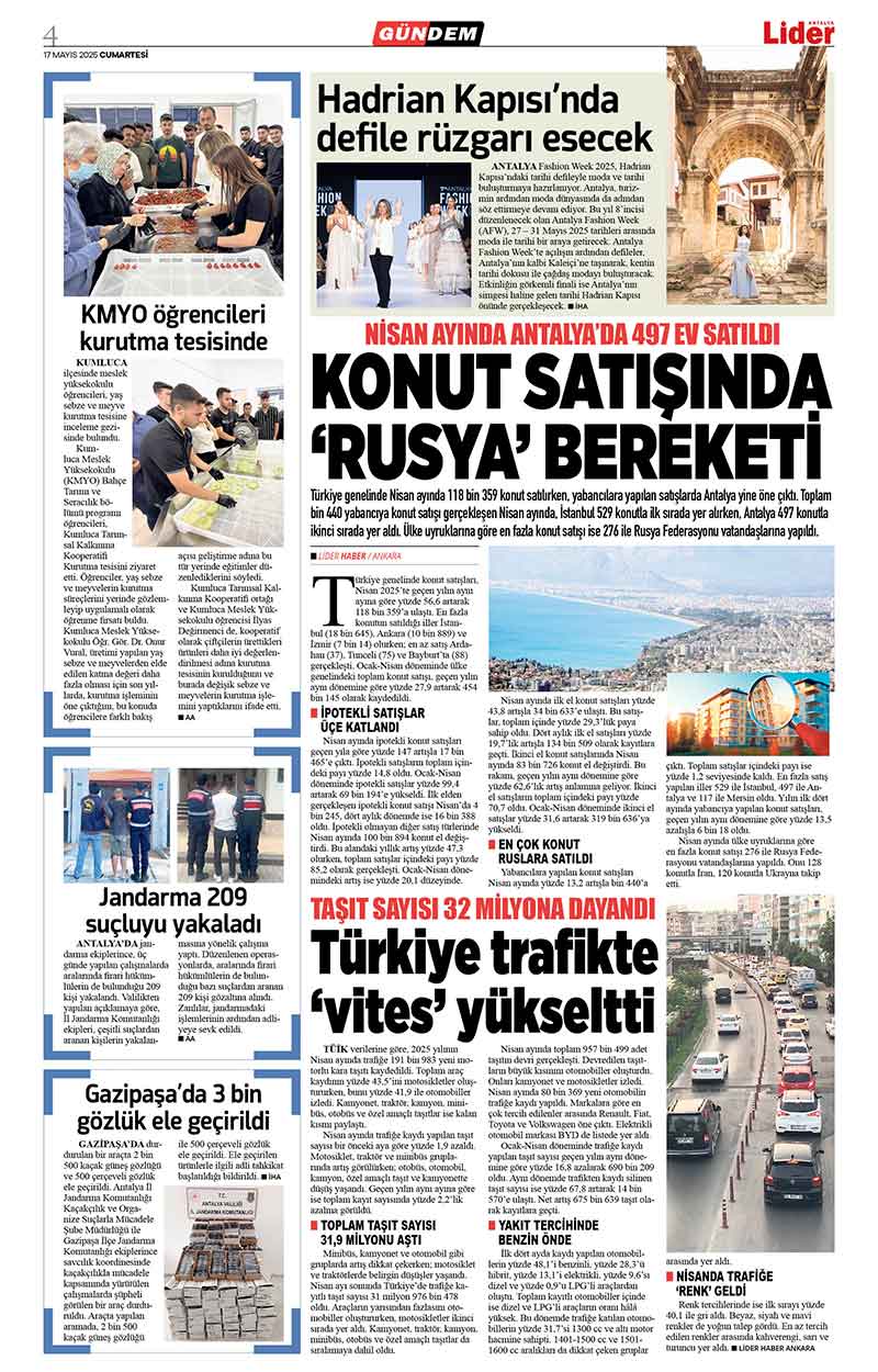 17 M A Y I S 2025 L İ D E R G A Z E T E A N T A L Y A 4
