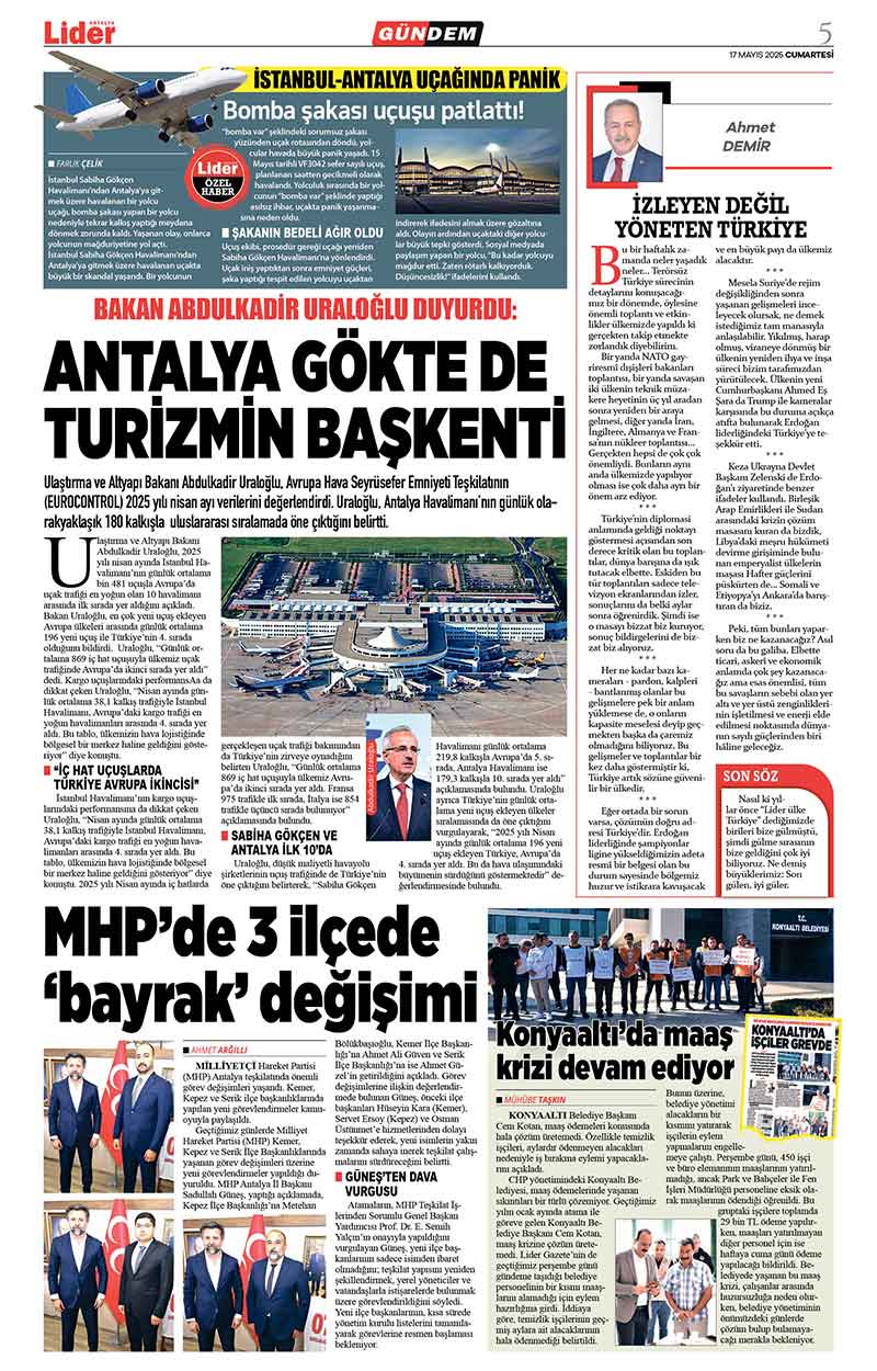 17 M A Y I S 2025 L İ D E R G A Z E T E A N T A L Y A 5