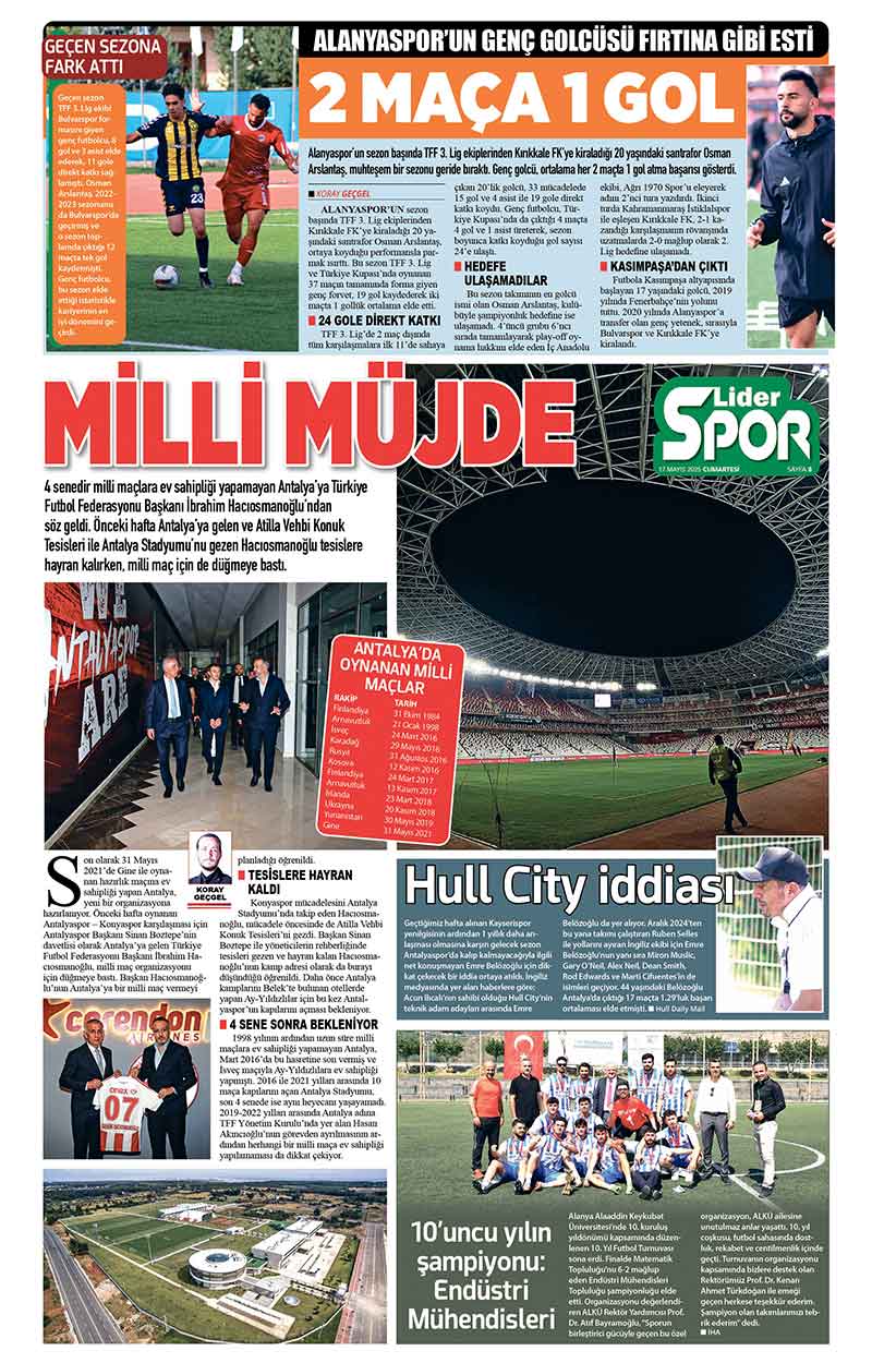 17 M A Y I S 2025 L İ D E R G A Z E T E A N T A L Y A 8