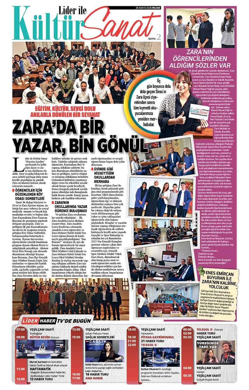 25 M A Y I S 2025 L İ D E R G A Z E T E A N T A L Y A 2