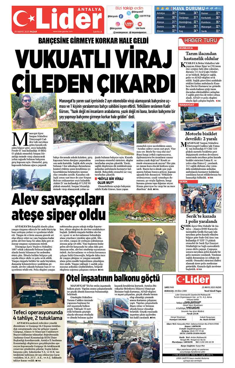 25 M A Y I S 2025 L İ D E R G A Z E T E A N T A L Y A 3