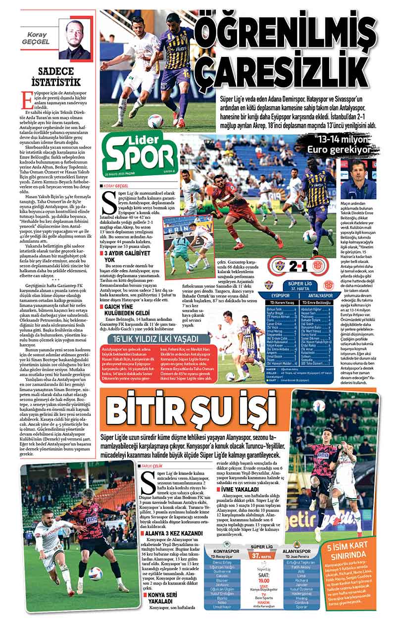 25 M A Y I S 2025 L İ D E R G A Z E T E A N T A L Y A 8