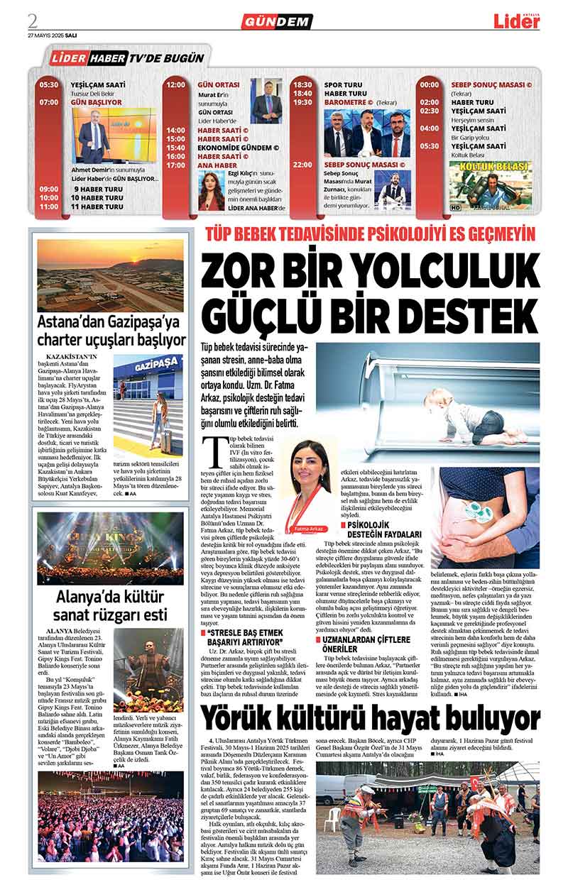27 M A Y I S 2025 L İ D E R G A Z E T E A N T A L Y A 2