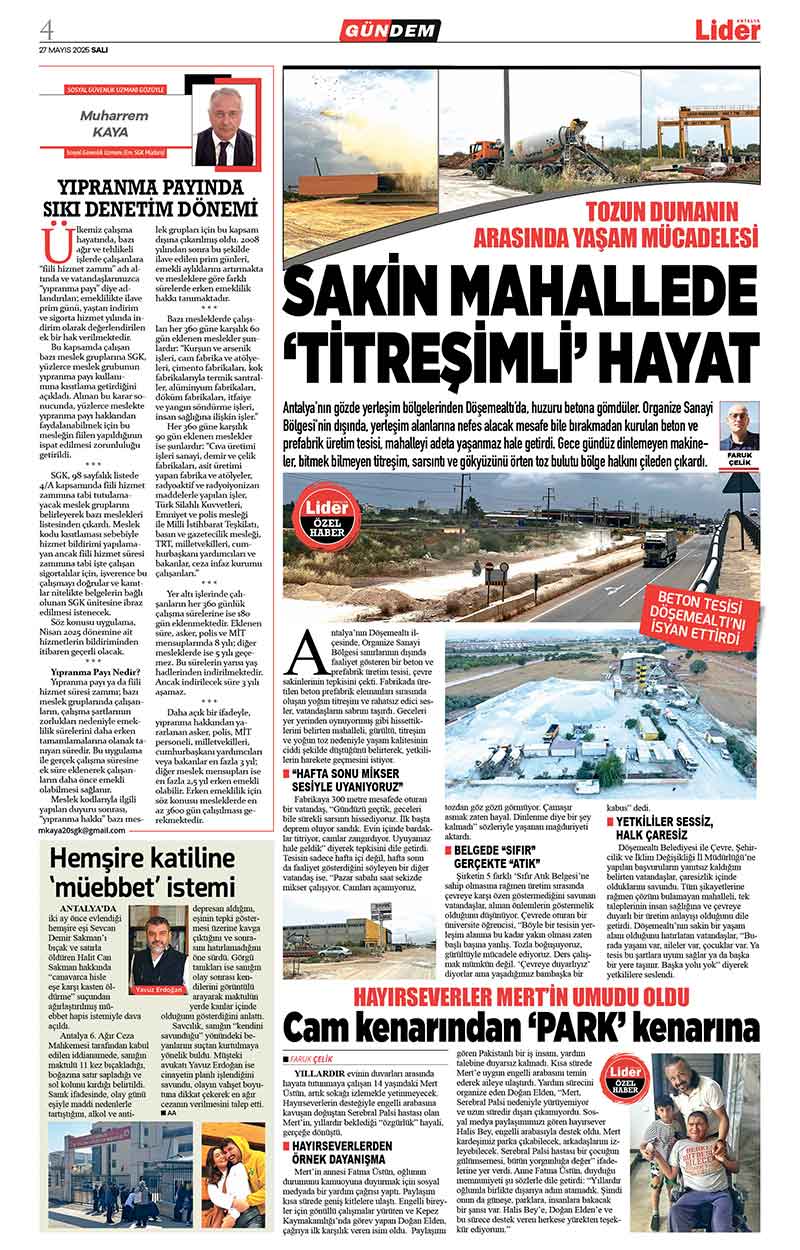 27 M A Y I S 2025 L İ D E R G A Z E T E A N T A L Y A 4