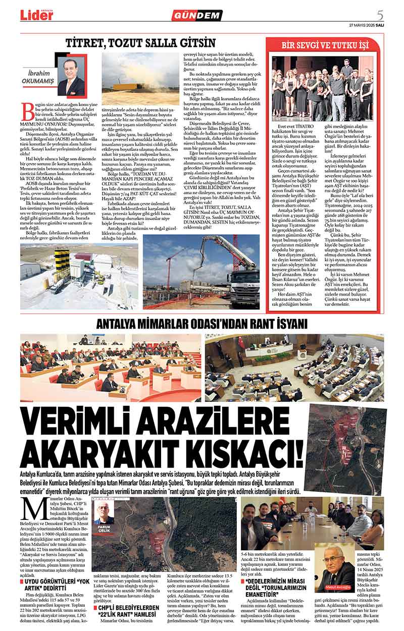 27 M A Y I S 2025 L İ D E R G A Z E T E A N T A L Y A 5